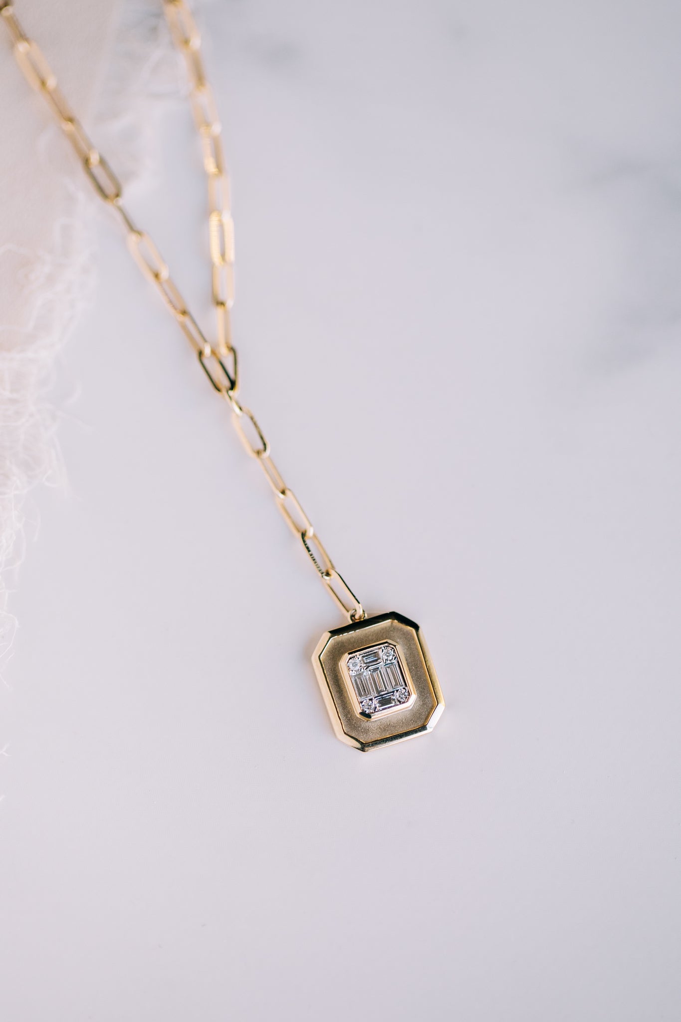 Baguette Drop Necklace - Oz's Jewelers by The Hickory Jewelry Company