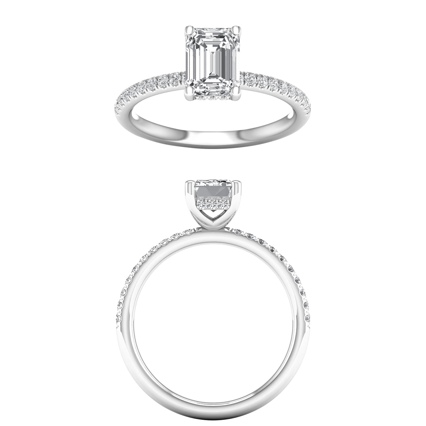 Hidden Halo Engagement Ring (Emerald) - Oz's Jewelers by The Hickory Jewelry Company