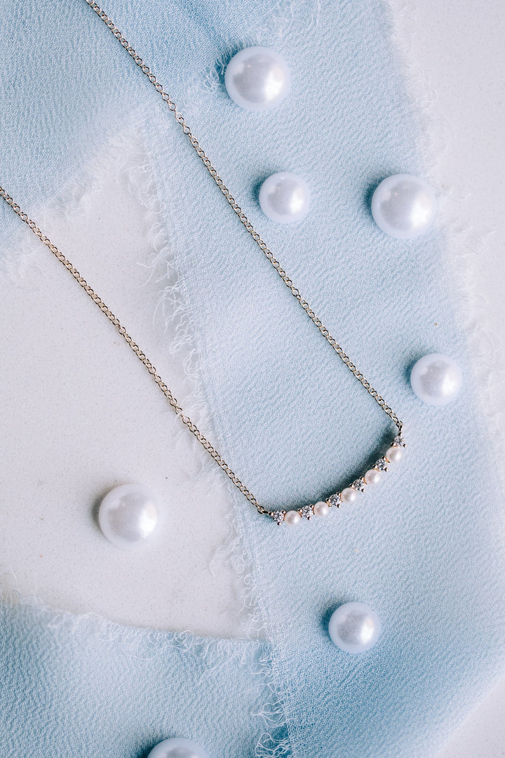 Pearl and Diamond Bar Necklace - Oz's Jewelers by The Hickory Jewelry Company