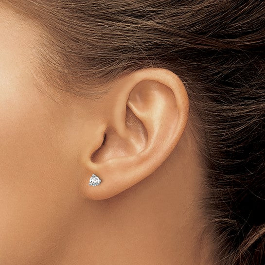3 Prong Natural Diamond Solitaire Stud Earring