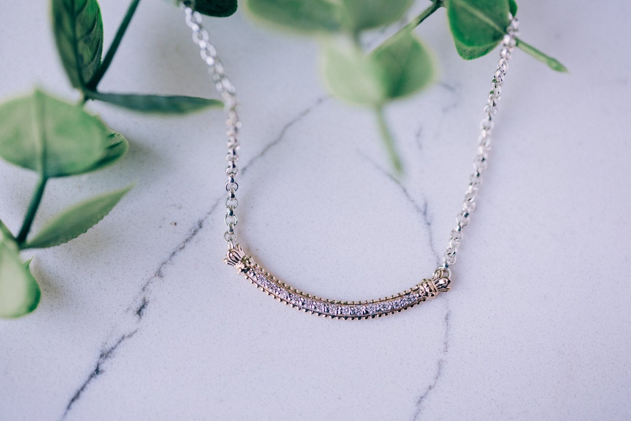 Curved Bar Diamond Necklace - Oz's Jewelers by The Hickory Jewelry Company