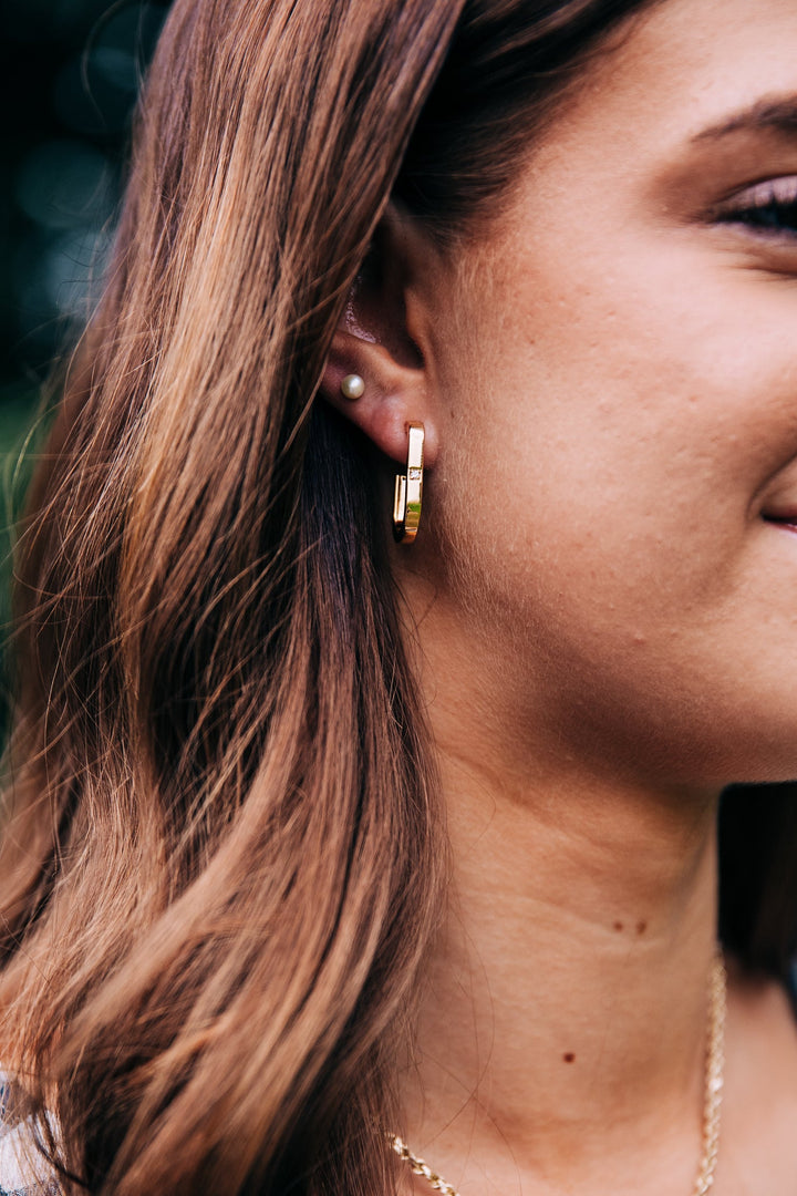 Diamond Accented Hoop Earrings - Oz's Jewelers by The Hickory Jewelry Company