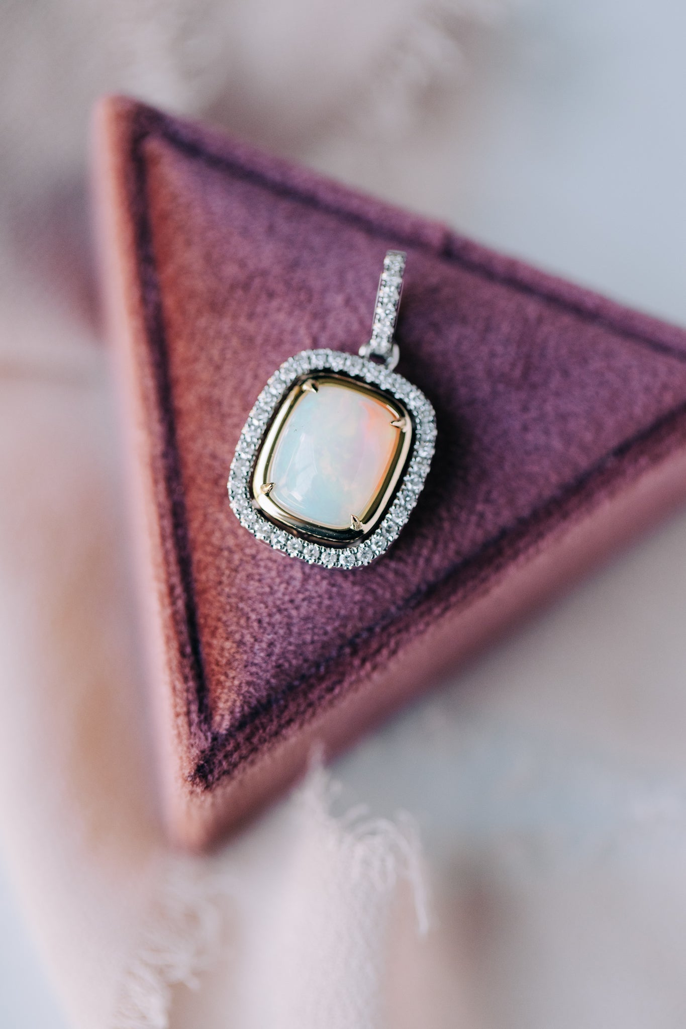 Opal Pendant with Diamond Halo - Oz's Jewelers by The Hickory Jewelry Company