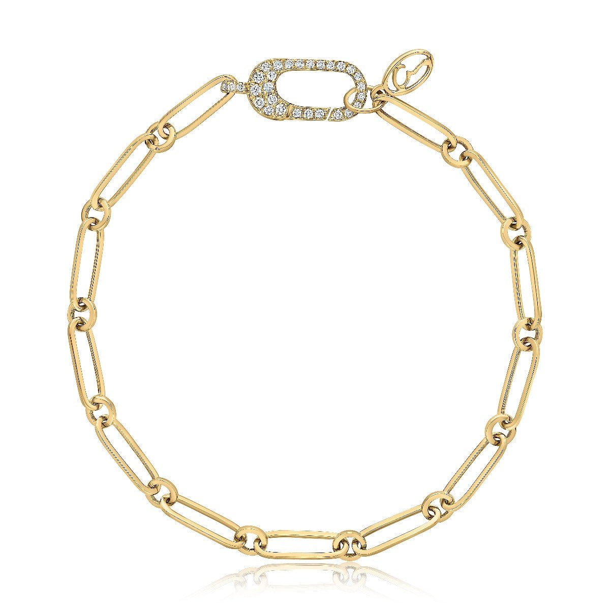 paper clip chain bracelet with diamond embellished clasp - Oz's Jewelers by The Hickory Jewelry Company