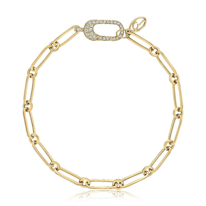 paper clip chain bracelet with diamond embellished clasp - Oz's Jewelers by The Hickory Jewelry Company