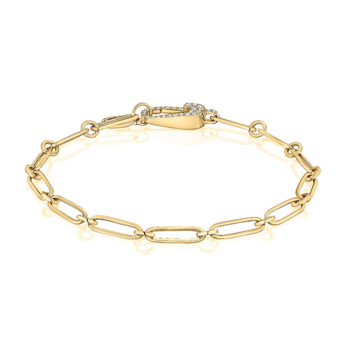 paper clip chain bracelet with diamond embellished clasp - Oz's Jewelers by The Hickory Jewelry Company