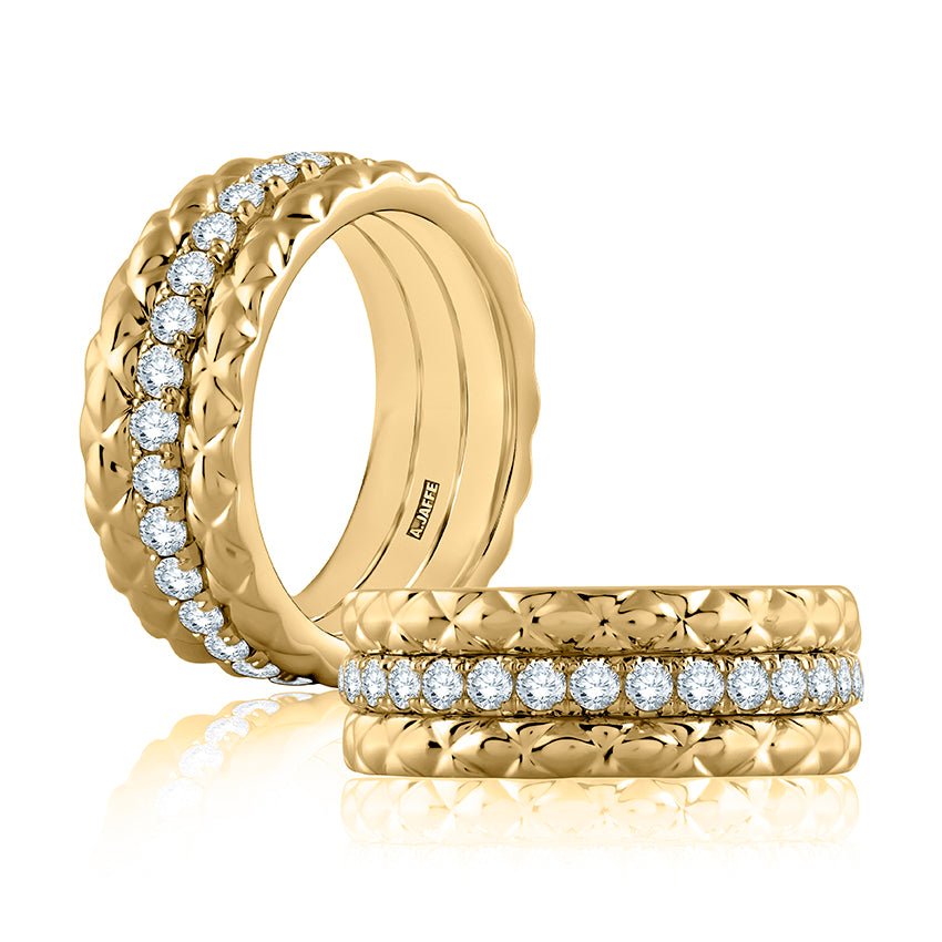 Quilts eternity ring with diamonds in the center - Oz's Jewelers by The Hickory Jewelry Company