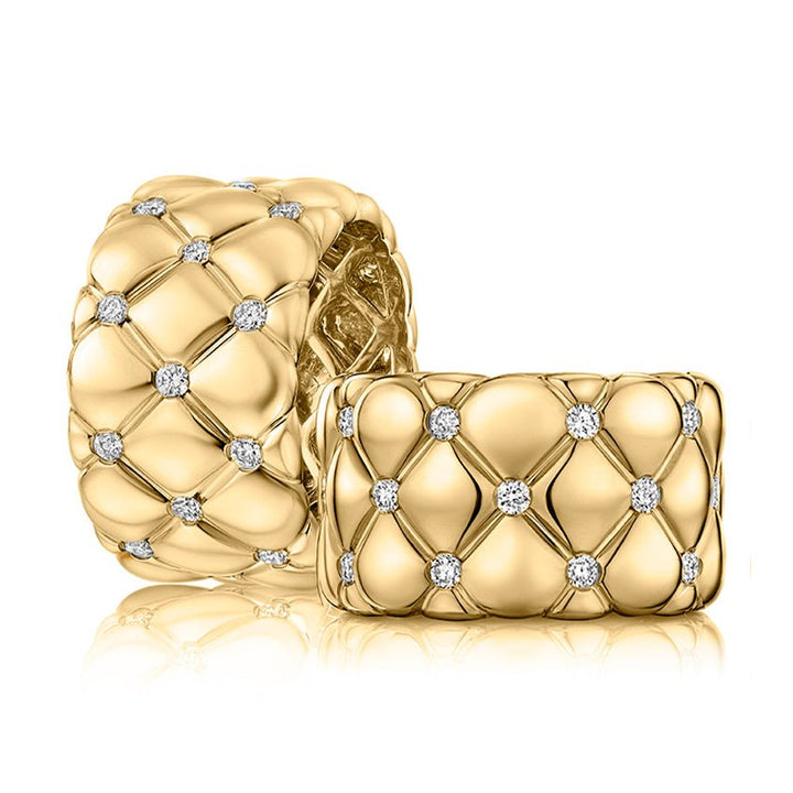 Quilts Wide Ring with Diamonds - Oz's Jewelers by The Hickory Jewelry Company