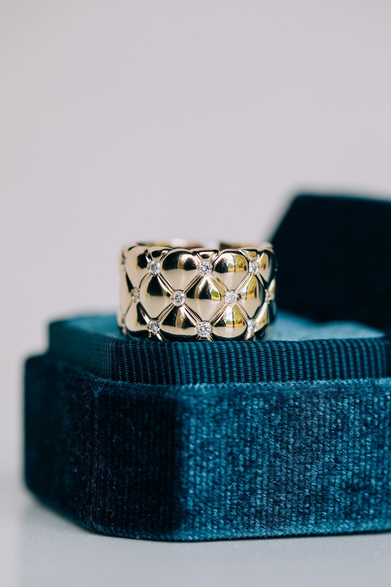 Quilts Wide Ring with Diamonds - Oz's Jewelers by The Hickory Jewelry Company