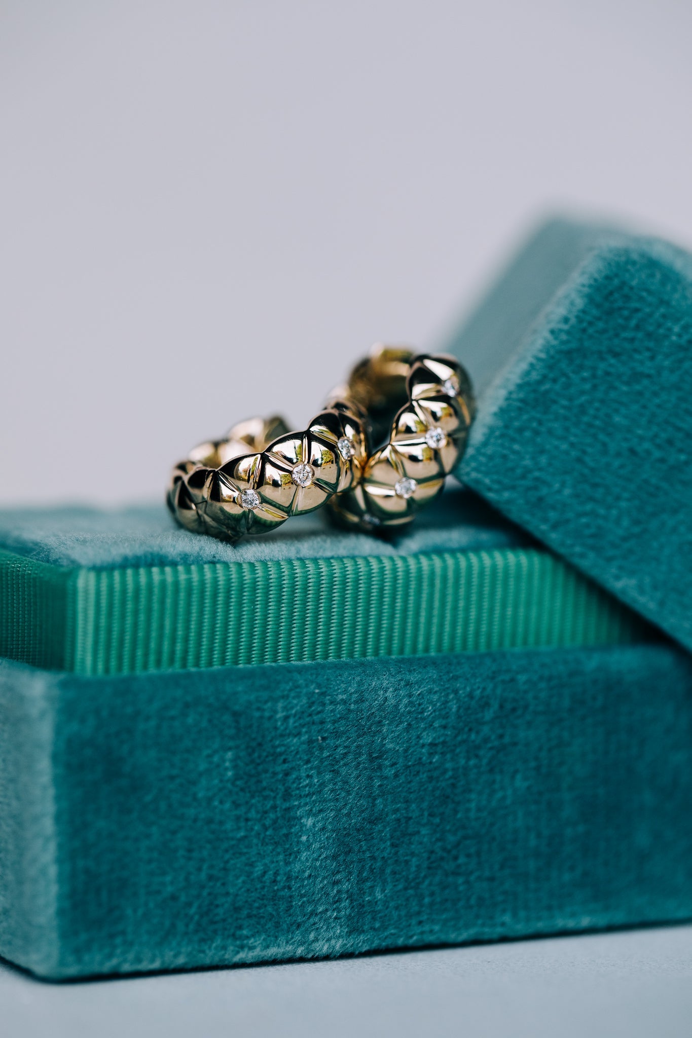 small quilted hoops with diamonds in the front - Oz's Jewelers by The Hickory Jewelry Company