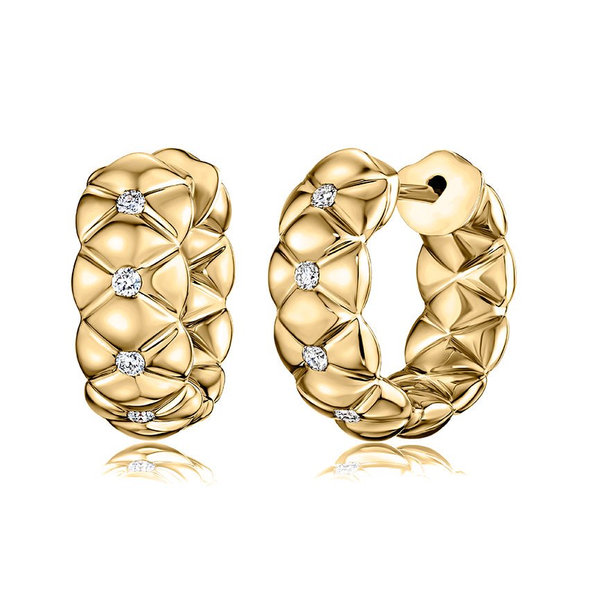 small quilted hoops with diamonds in the front - Oz's Jewelers by The Hickory Jewelry Company