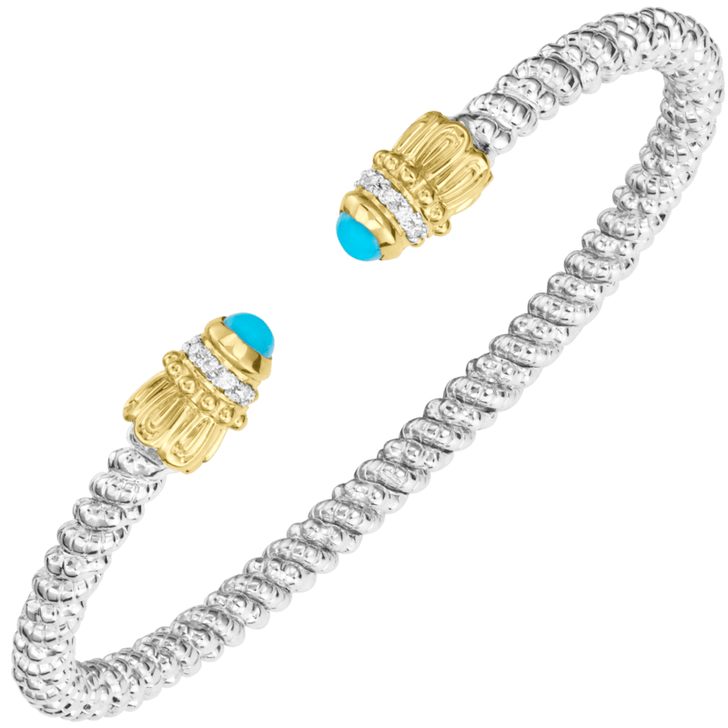 Turquiose and Diamond Stackable Cuff Bracelet - Oz's Jewelers by The Hickory Jewelry Company